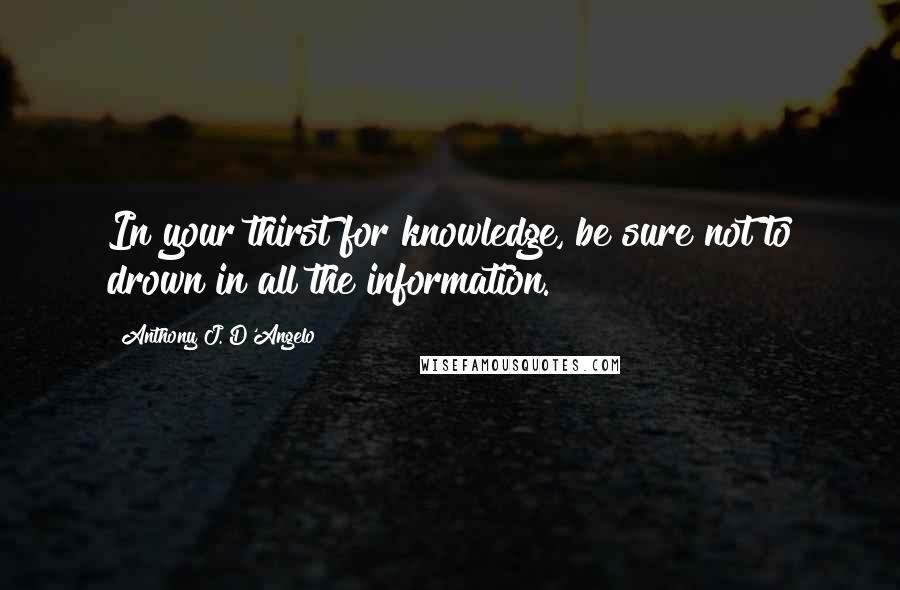 Anthony J. D'Angelo Quotes: In your thirst for knowledge, be sure not to drown in all the information.