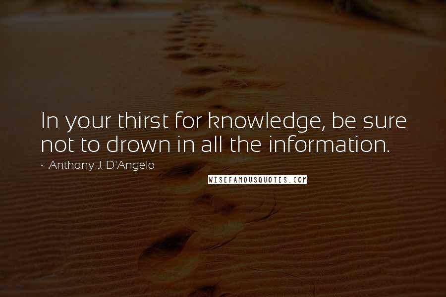 Anthony J. D'Angelo Quotes: In your thirst for knowledge, be sure not to drown in all the information.