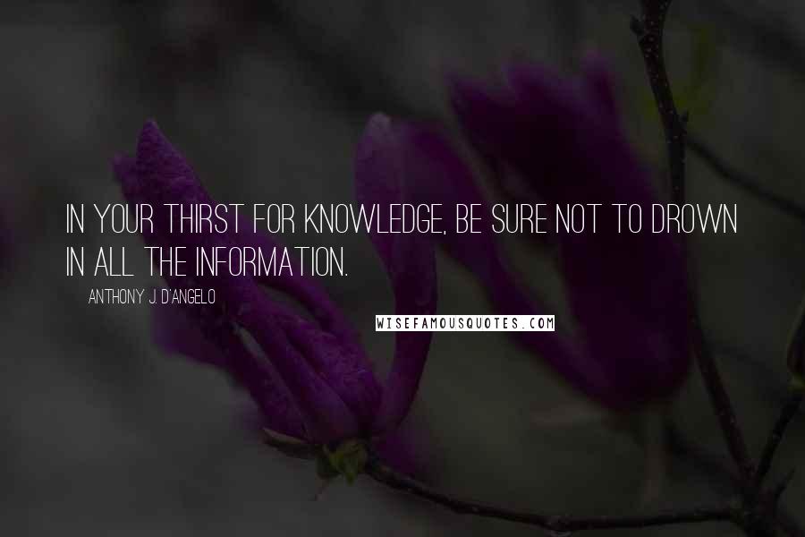 Anthony J. D'Angelo Quotes: In your thirst for knowledge, be sure not to drown in all the information.