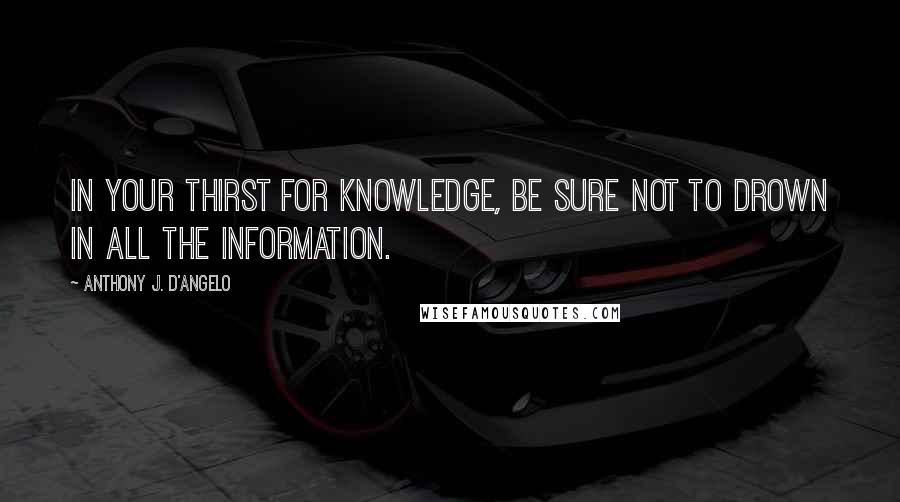 Anthony J. D'Angelo Quotes: In your thirst for knowledge, be sure not to drown in all the information.