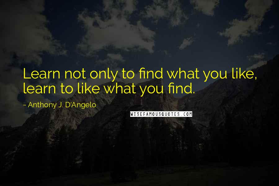 Anthony J. D'Angelo Quotes: Learn not only to find what you like, learn to like what you find.