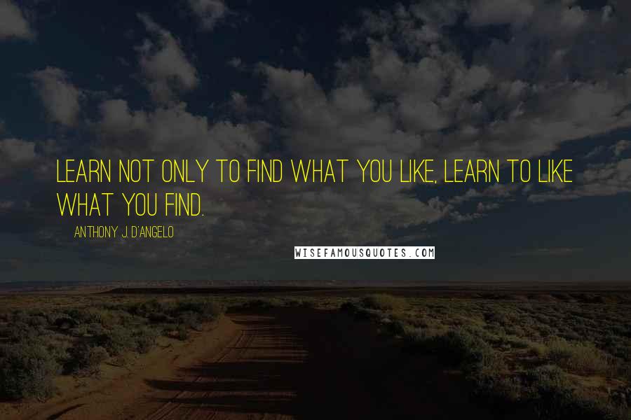 Anthony J. D'Angelo Quotes: Learn not only to find what you like, learn to like what you find.