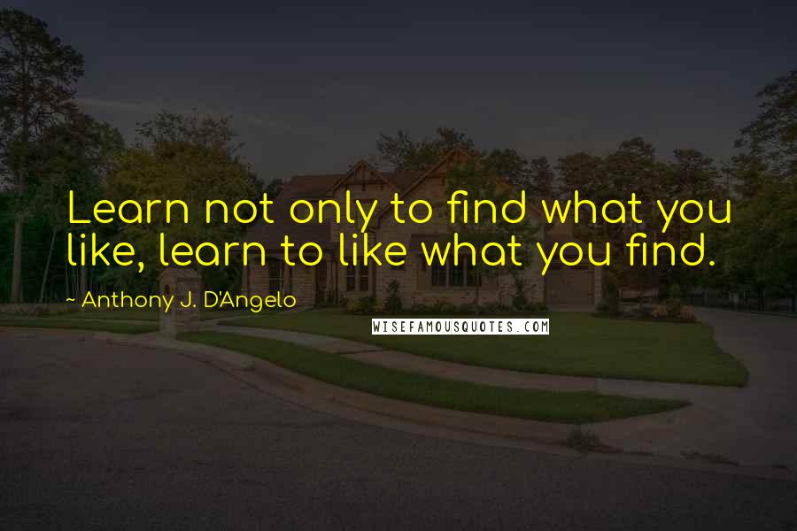 Anthony J. D'Angelo Quotes: Learn not only to find what you like, learn to like what you find.