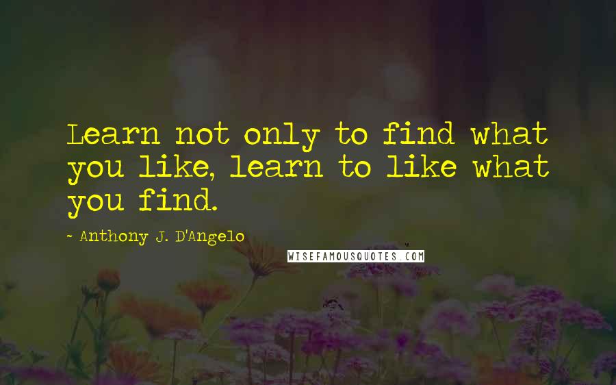 Anthony J. D'Angelo Quotes: Learn not only to find what you like, learn to like what you find.