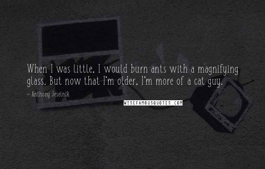 Anthony Jeselnik Quotes: When I was little, I would burn ants with a magnifying glass. But now that I'm older, I'm more of a cat guy.