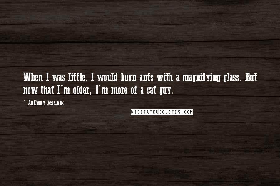 Anthony Jeselnik Quotes: When I was little, I would burn ants with a magnifying glass. But now that I'm older, I'm more of a cat guy.