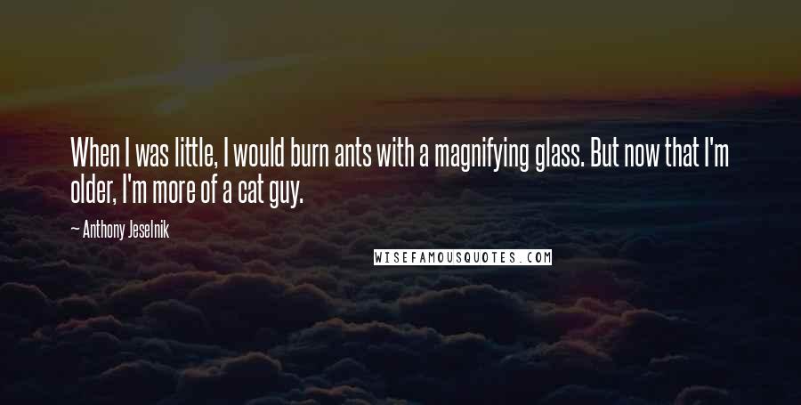 Anthony Jeselnik Quotes: When I was little, I would burn ants with a magnifying glass. But now that I'm older, I'm more of a cat guy.