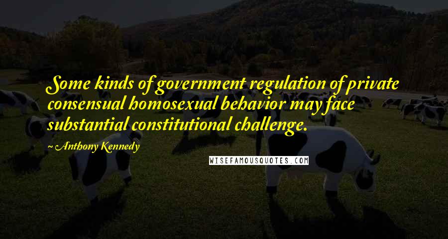 Anthony Kennedy Quotes: Some kinds of government regulation of private consensual homosexual behavior may face substantial constitutional challenge.