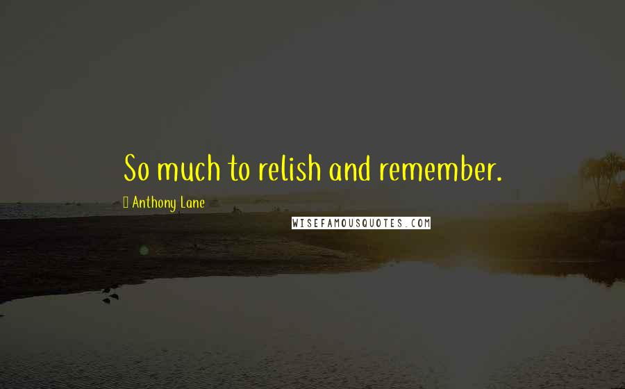Anthony Lane Quotes: So much to relish and remember.