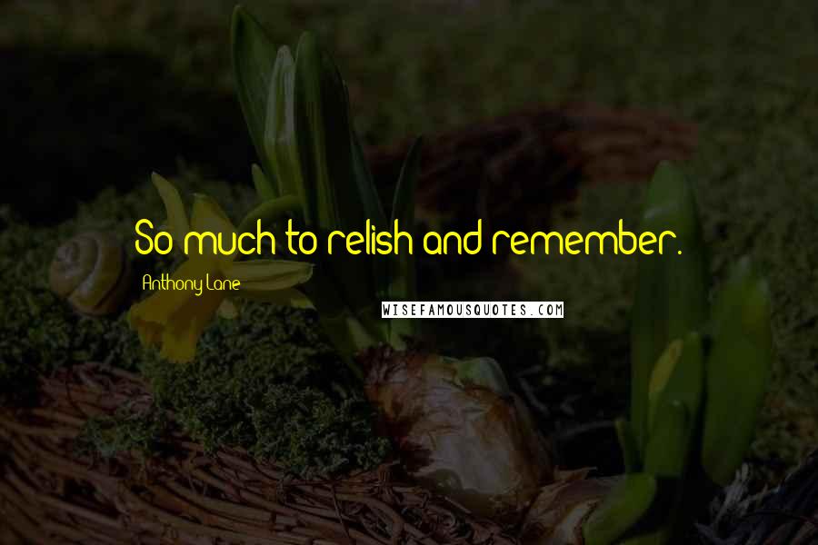 Anthony Lane Quotes: So much to relish and remember.