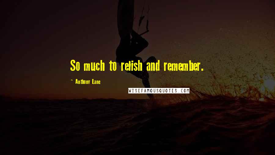 Anthony Lane Quotes: So much to relish and remember.