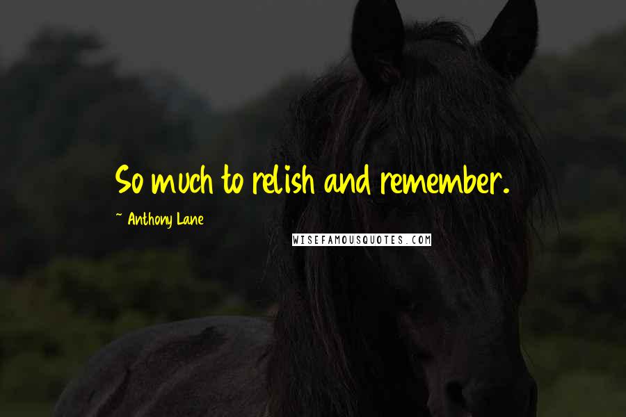Anthony Lane Quotes: So much to relish and remember.