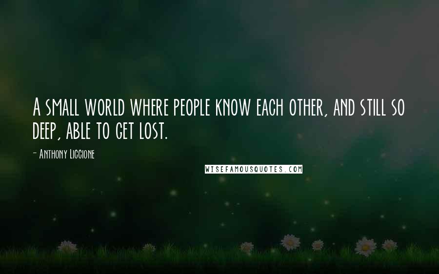 Anthony Liccione Quotes: A small world where people know each other, and still so deep, able to get lost.