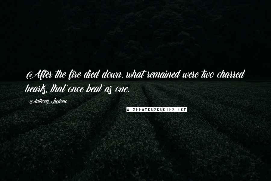 Anthony Liccione Quotes: After the fire died down, what remained were two charred hearts, that once beat as one.