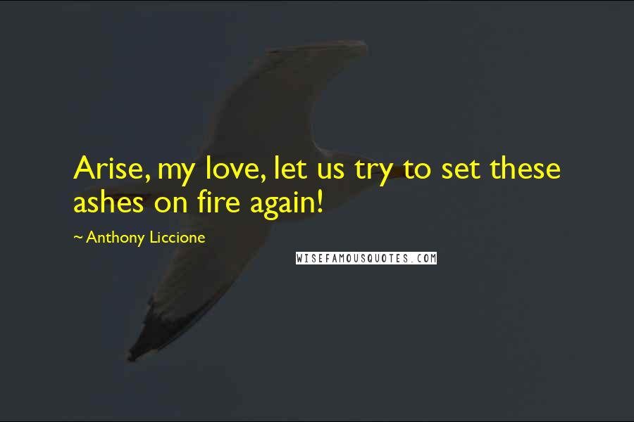 Anthony Liccione Quotes: Arise, my love, let us try to set these ashes on fire again!