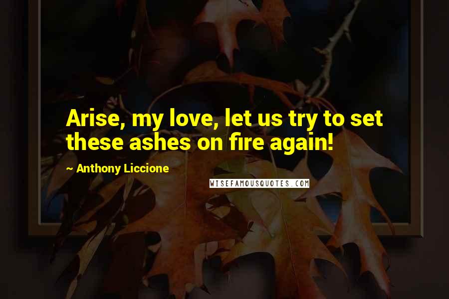 Anthony Liccione Quotes: Arise, my love, let us try to set these ashes on fire again!