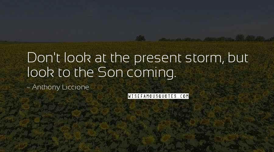 Anthony Liccione Quotes: Don't look at the present storm, but look to the Son coming.