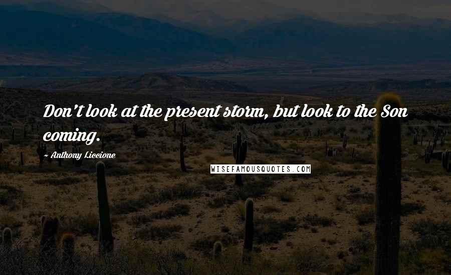 Anthony Liccione Quotes: Don't look at the present storm, but look to the Son coming.