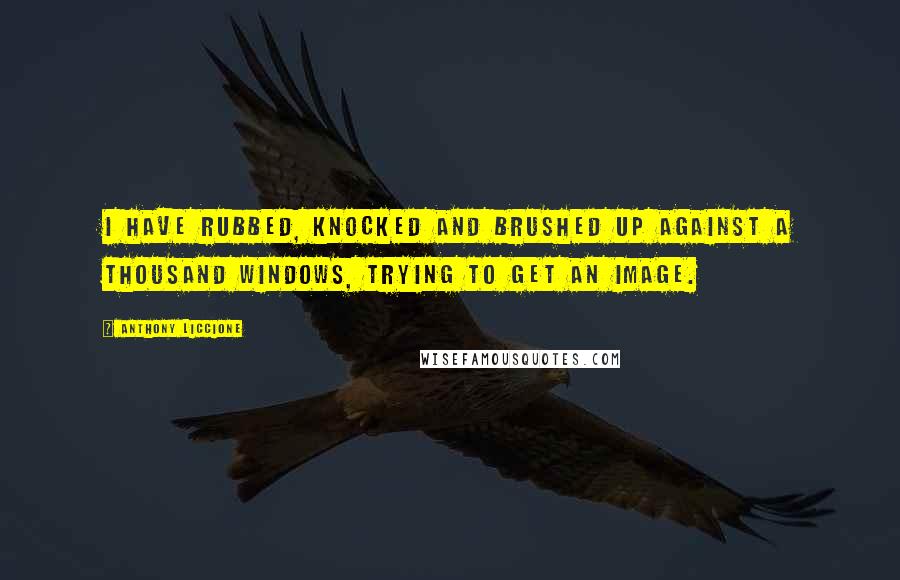 Anthony Liccione Quotes: I have rubbed, knocked and brushed up against a thousand windows, trying to get an image.