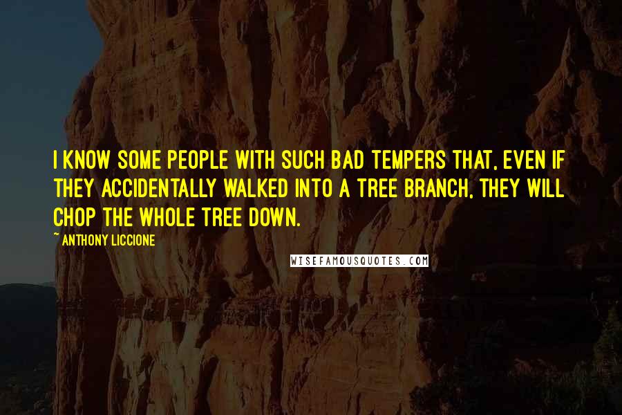 Anthony Liccione Quotes: I know some people with such bad tempers that, even if they accidentally walked into a tree branch, they will chop the whole tree down.