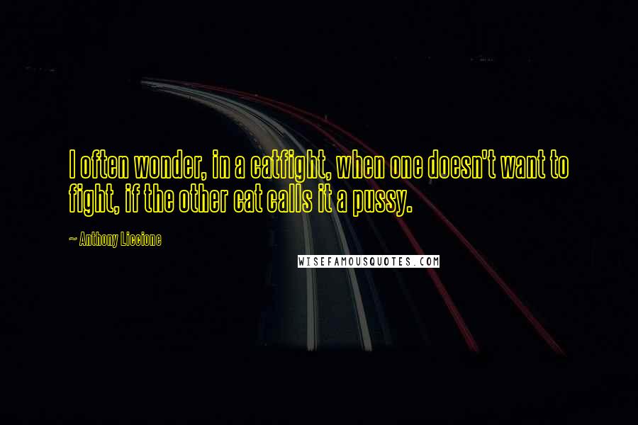 Anthony Liccione Quotes: I often wonder, in a catfight, when one doesn't want to fight, if the other cat calls it a pussy.