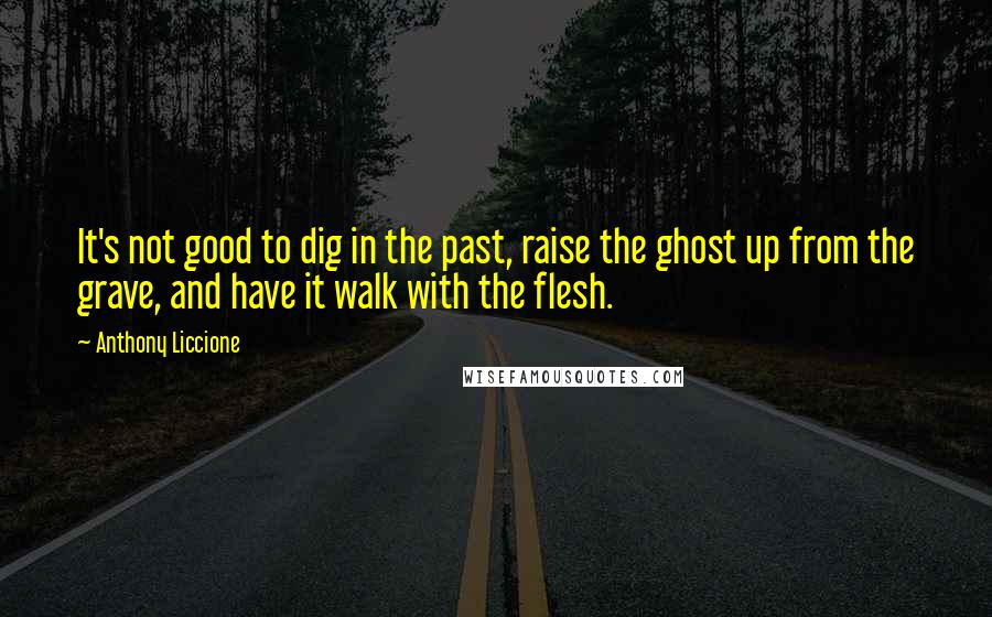 Anthony Liccione Quotes: It's not good to dig in the past, raise the ghost up from the grave, and have it walk with the flesh.