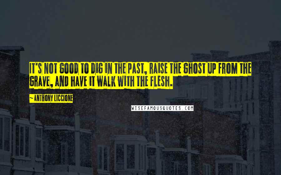 Anthony Liccione Quotes: It's not good to dig in the past, raise the ghost up from the grave, and have it walk with the flesh.