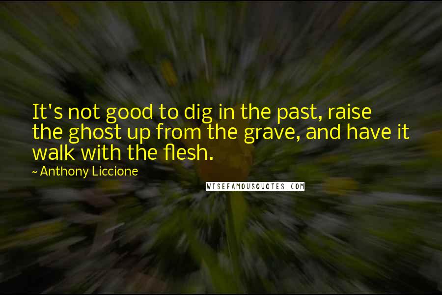 Anthony Liccione Quotes: It's not good to dig in the past, raise the ghost up from the grave, and have it walk with the flesh.