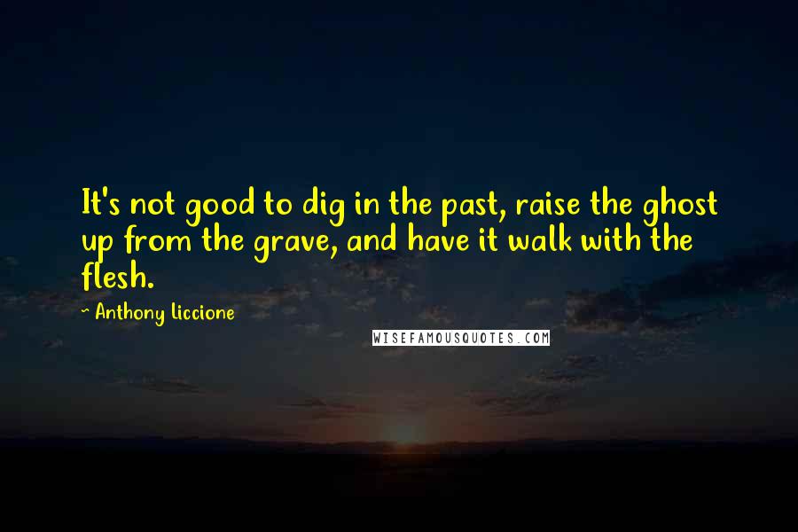 Anthony Liccione Quotes: It's not good to dig in the past, raise the ghost up from the grave, and have it walk with the flesh.