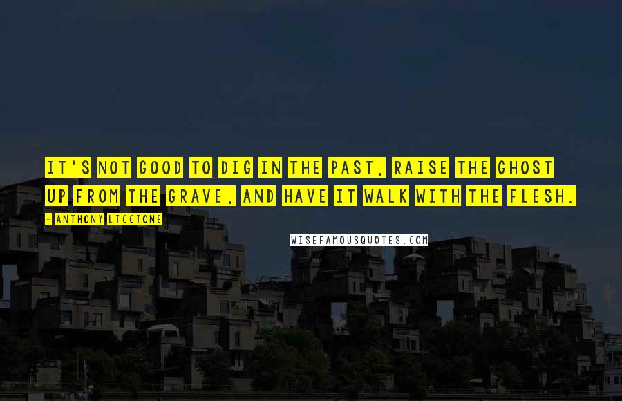 Anthony Liccione Quotes: It's not good to dig in the past, raise the ghost up from the grave, and have it walk with the flesh.