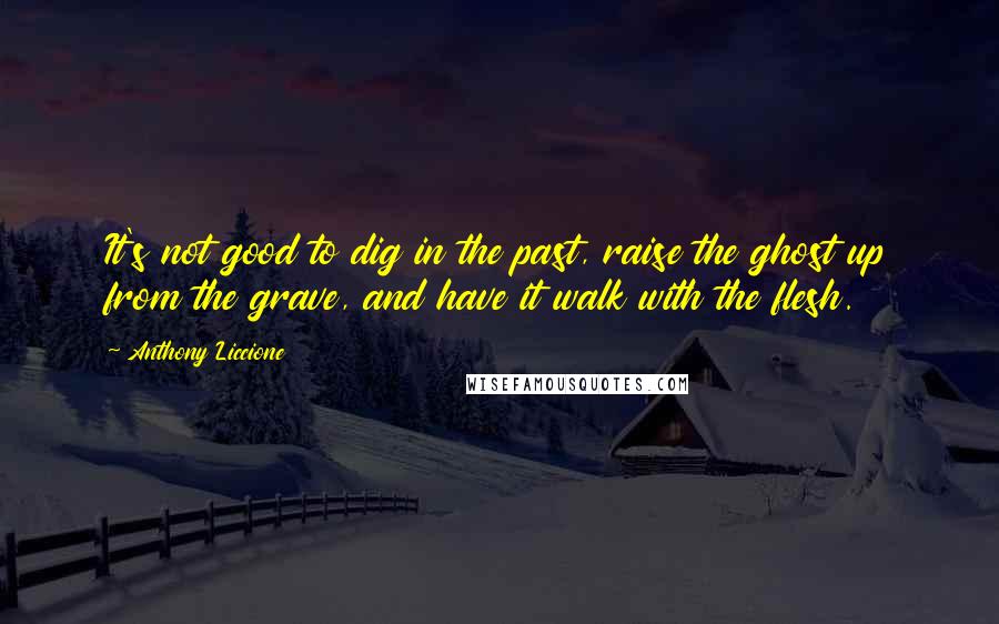 Anthony Liccione Quotes: It's not good to dig in the past, raise the ghost up from the grave, and have it walk with the flesh.