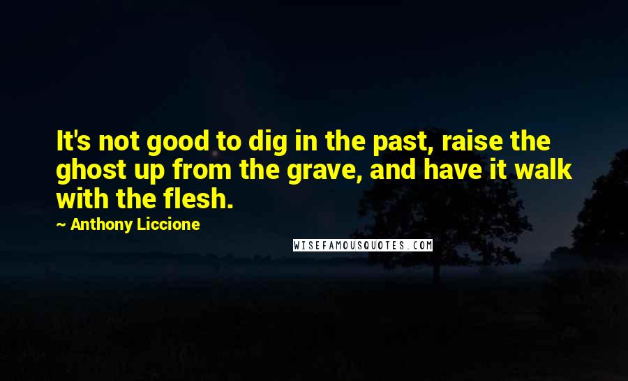 Anthony Liccione Quotes: It's not good to dig in the past, raise the ghost up from the grave, and have it walk with the flesh.