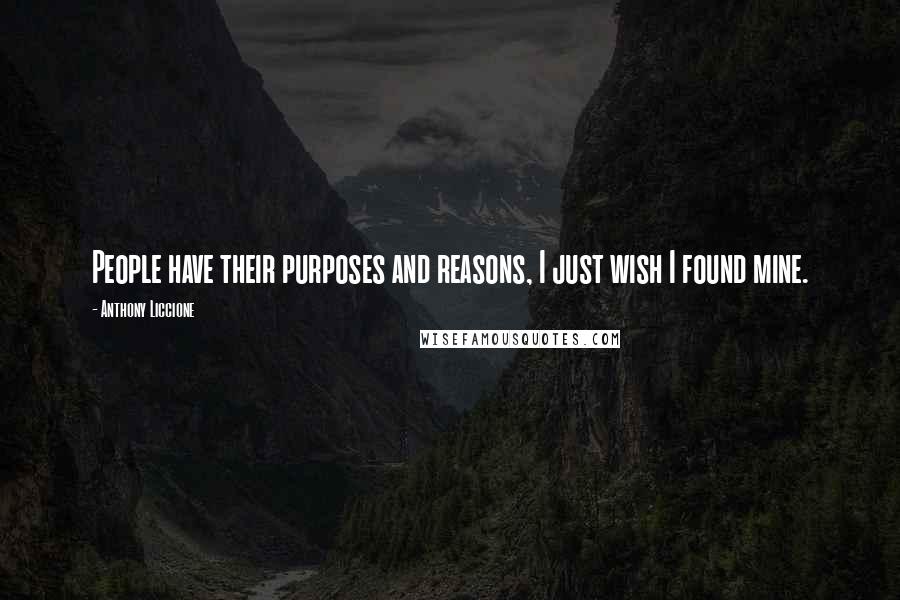 Anthony Liccione Quotes: People have their purposes and reasons, I just wish I found mine.