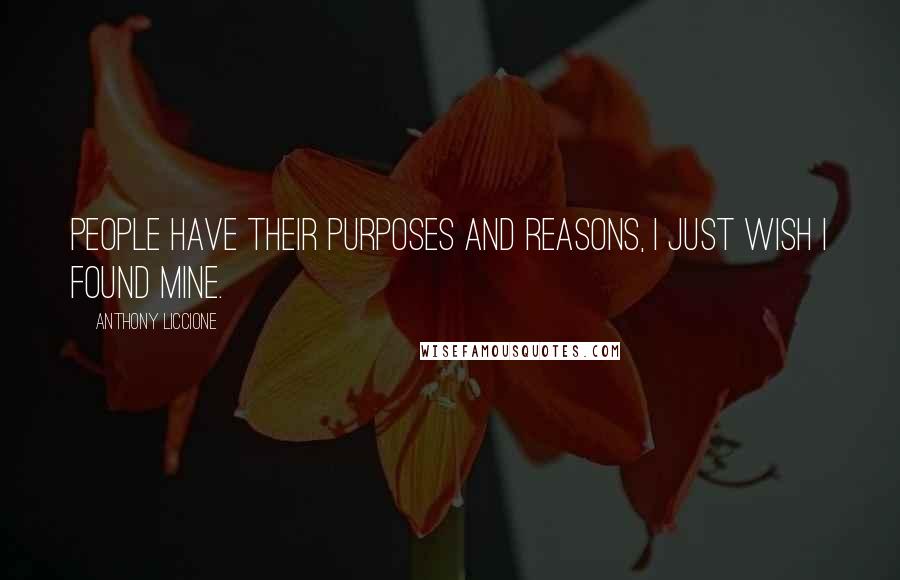 Anthony Liccione Quotes: People have their purposes and reasons, I just wish I found mine.