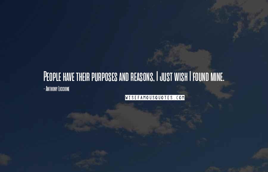 Anthony Liccione Quotes: People have their purposes and reasons, I just wish I found mine.