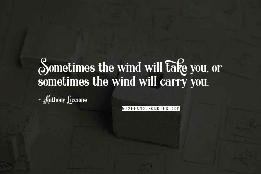 Anthony Liccione Quotes: Sometimes the wind will take you, or sometimes the wind will carry you.