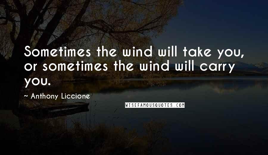 Anthony Liccione Quotes: Sometimes the wind will take you, or sometimes the wind will carry you.