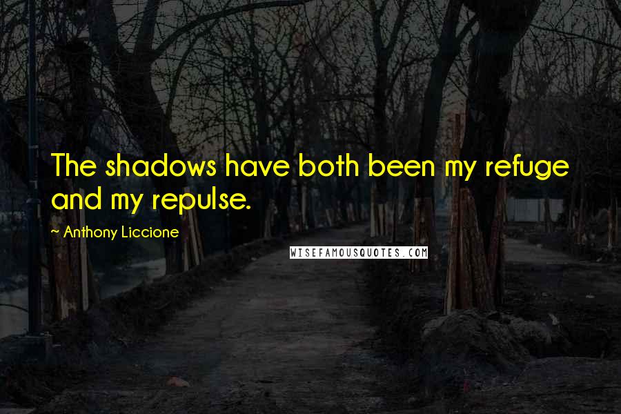 Anthony Liccione Quotes: The shadows have both been my refuge and my repulse.