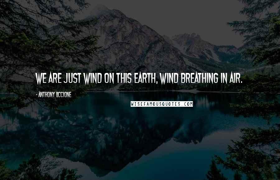 Anthony Liccione Quotes: We are just wind on this earth, wind breathing in air.