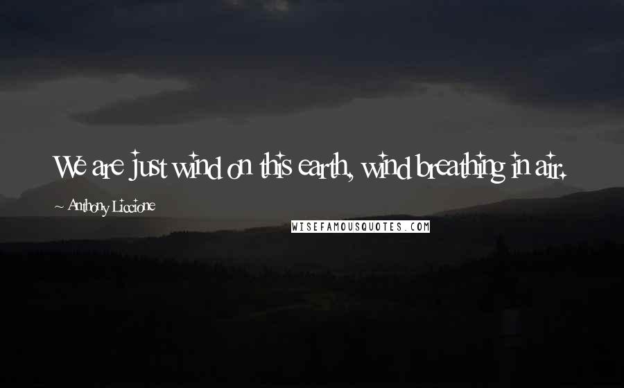 Anthony Liccione Quotes: We are just wind on this earth, wind breathing in air.