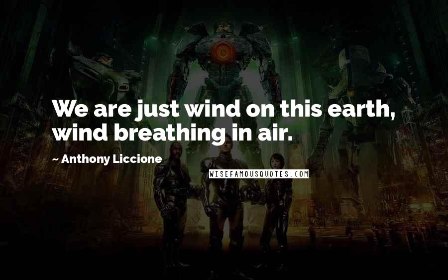 Anthony Liccione Quotes: We are just wind on this earth, wind breathing in air.