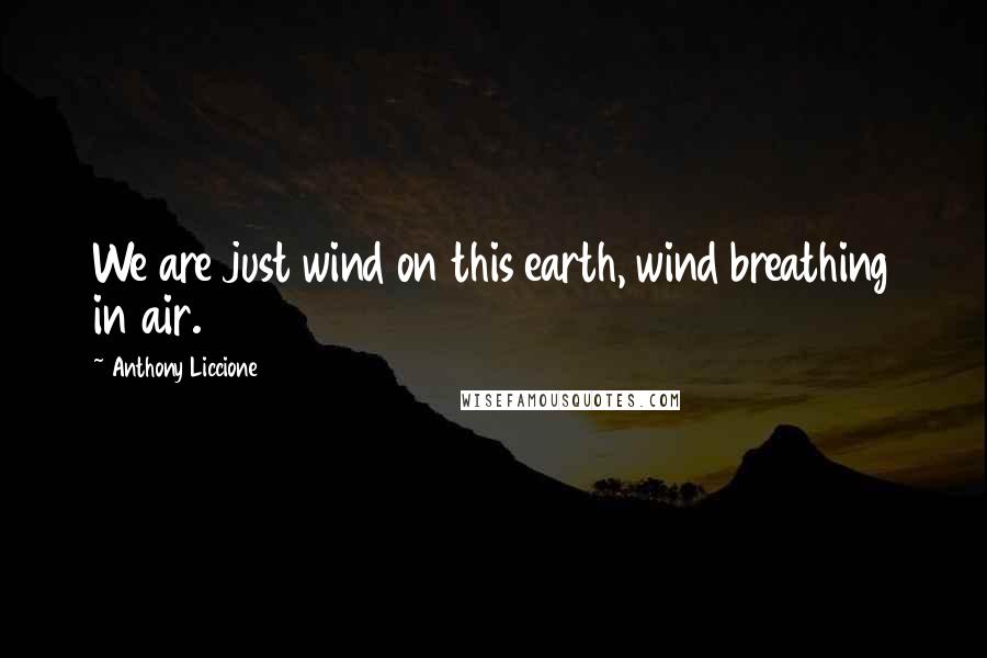 Anthony Liccione Quotes: We are just wind on this earth, wind breathing in air.