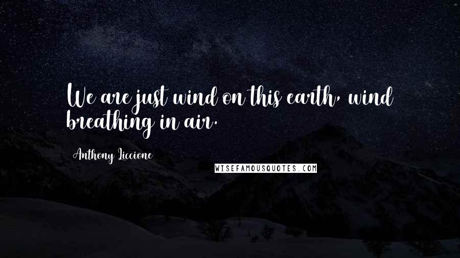 Anthony Liccione Quotes: We are just wind on this earth, wind breathing in air.