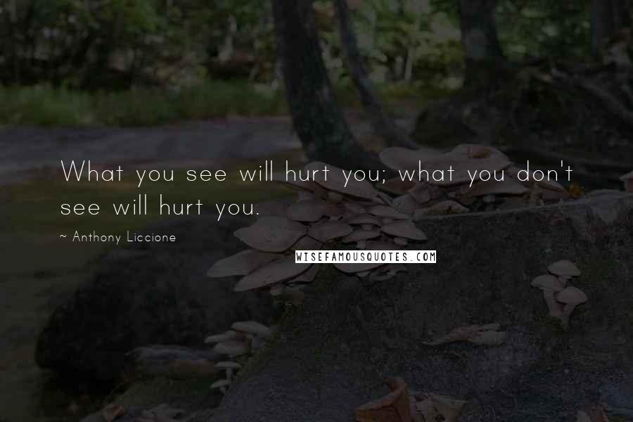 Anthony Liccione Quotes: What you see will hurt you; what you don't see will hurt you.