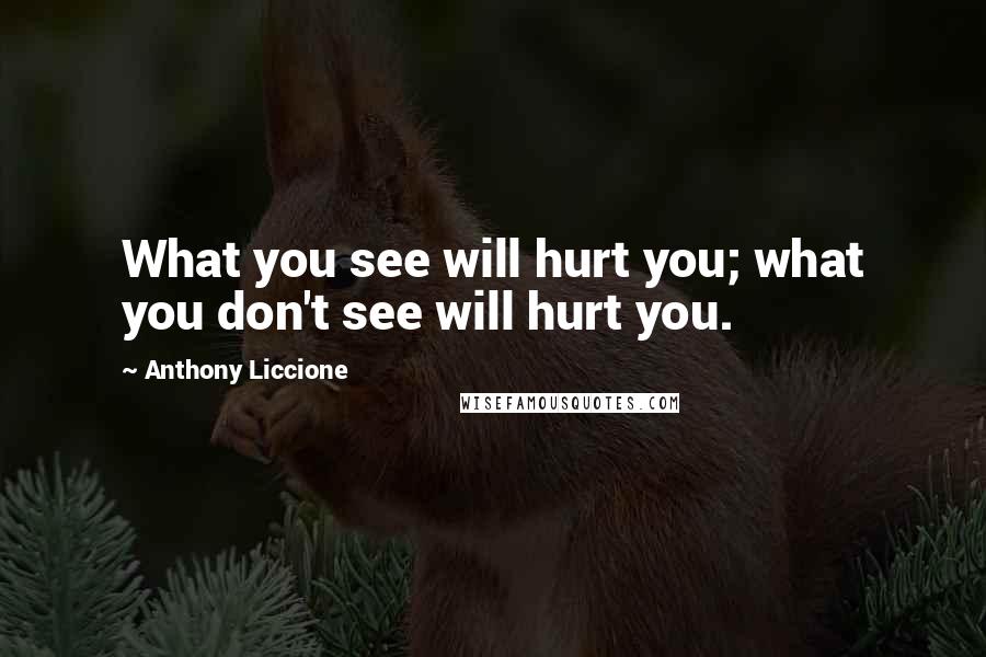 Anthony Liccione Quotes: What you see will hurt you; what you don't see will hurt you.