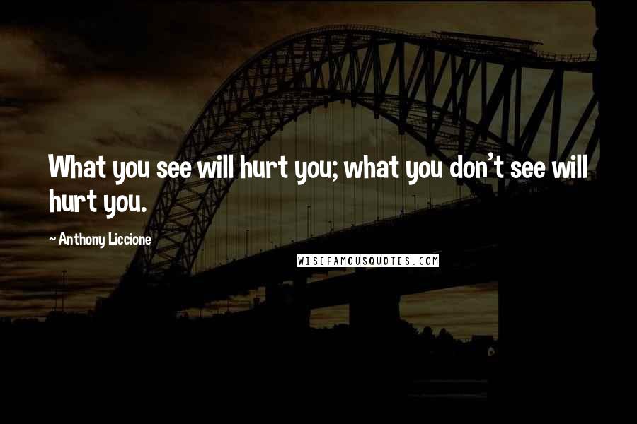 Anthony Liccione Quotes: What you see will hurt you; what you don't see will hurt you.