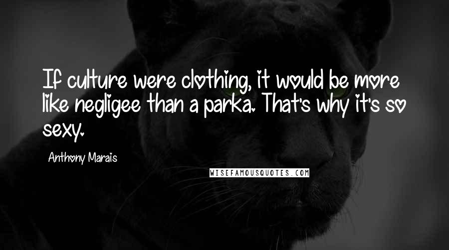 Anthony Marais Quotes: If culture were clothing, it would be more like negligee than a parka. That's why it's so sexy.