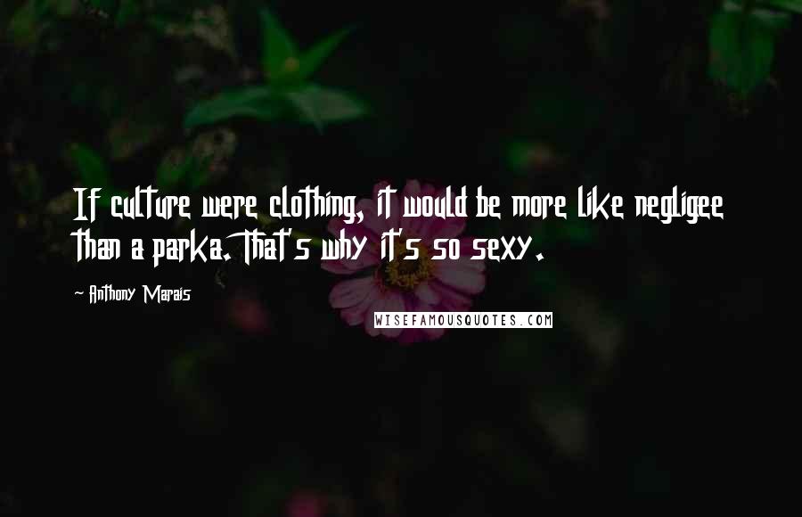 Anthony Marais Quotes: If culture were clothing, it would be more like negligee than a parka. That's why it's so sexy.