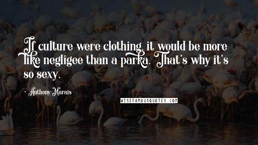 Anthony Marais Quotes: If culture were clothing, it would be more like negligee than a parka. That's why it's so sexy.