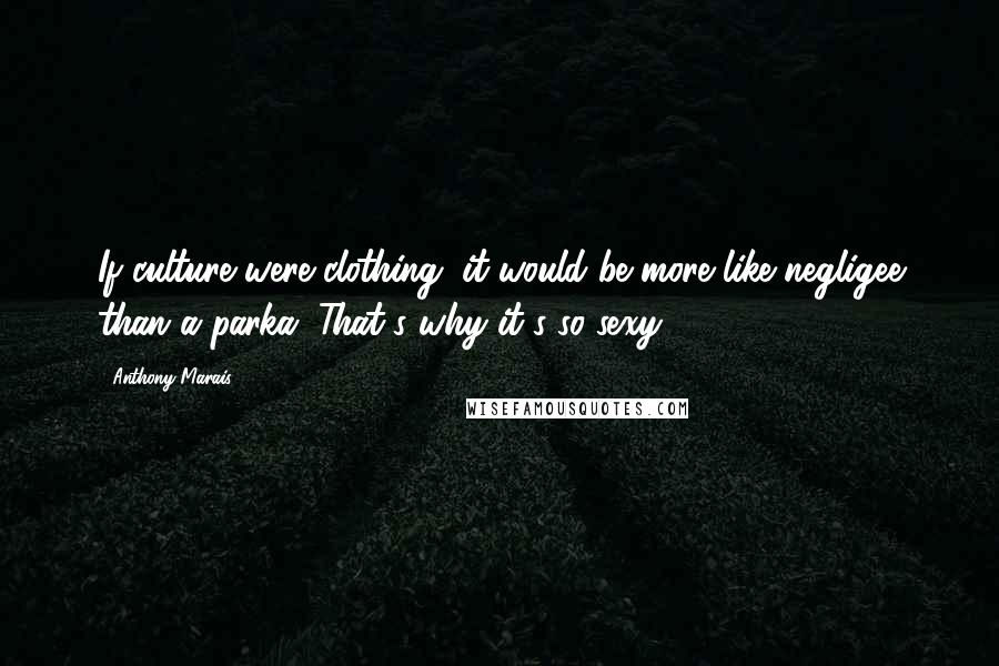 Anthony Marais Quotes: If culture were clothing, it would be more like negligee than a parka. That's why it's so sexy.